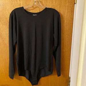 Elegant Bonded Long Sleeve Bodysuit Women’s Size XL, Black, by MeMoi designer